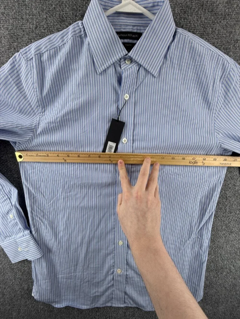 NWT Banana Republic Blue White Striped Small Slim Button Up Poplin $90 Cotton